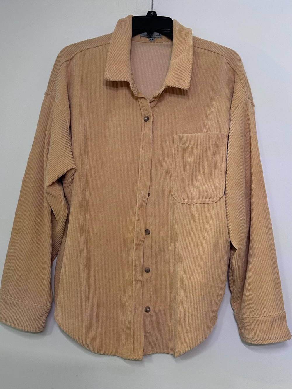 Wishlist oversized Corduroy Button-Up Shirt Jacket in Tan